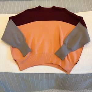 Free People Burgundy, Orange, and Gray Sweater